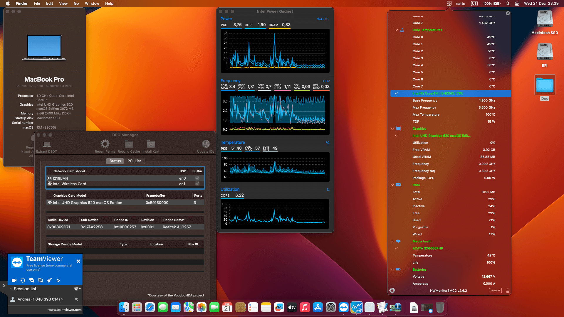 Success Hackintosh macOS Ventura 13.1 Build 22C65 in Lenovo Thinkpad T480S